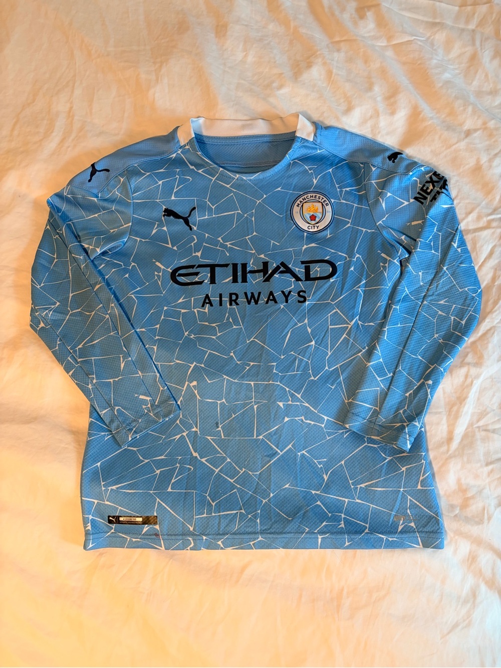 Puma Manchester City Light Blue Long Sleeve Kids Jersey with Mosaic Print